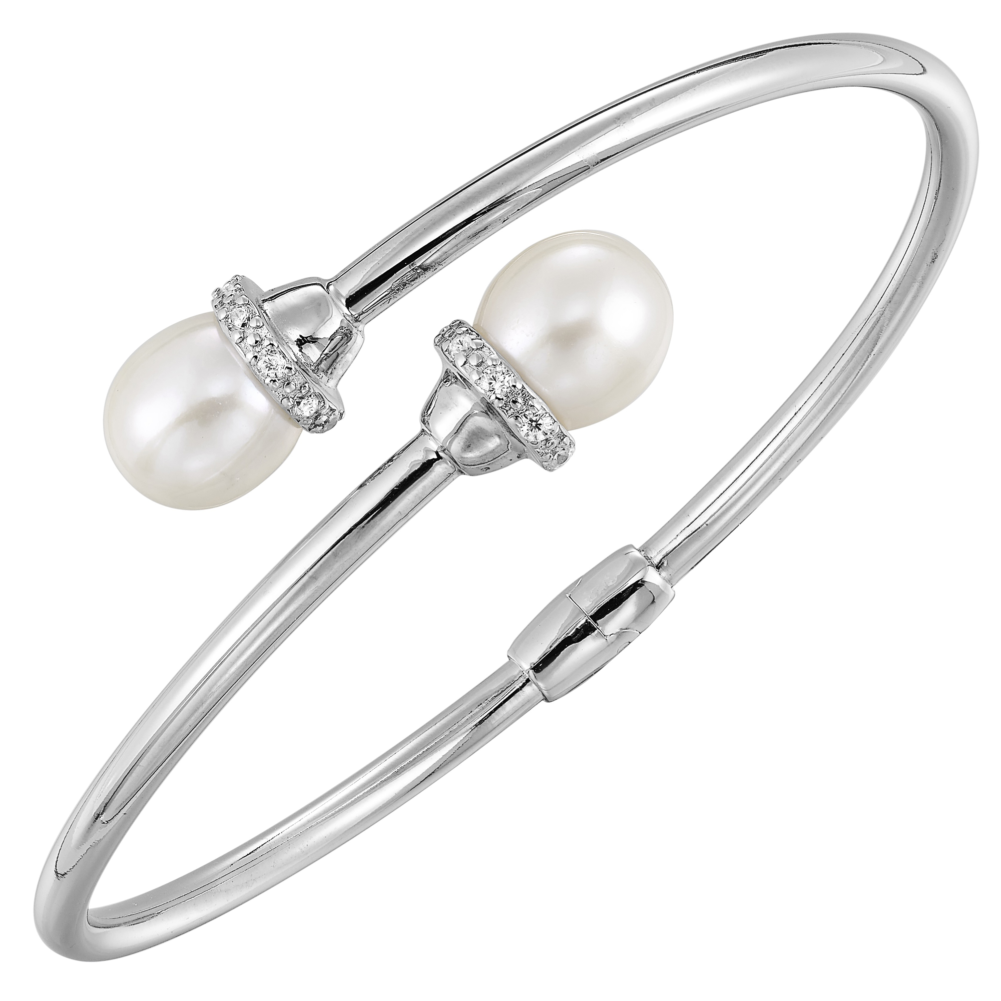 Silver White Pearl Bangle