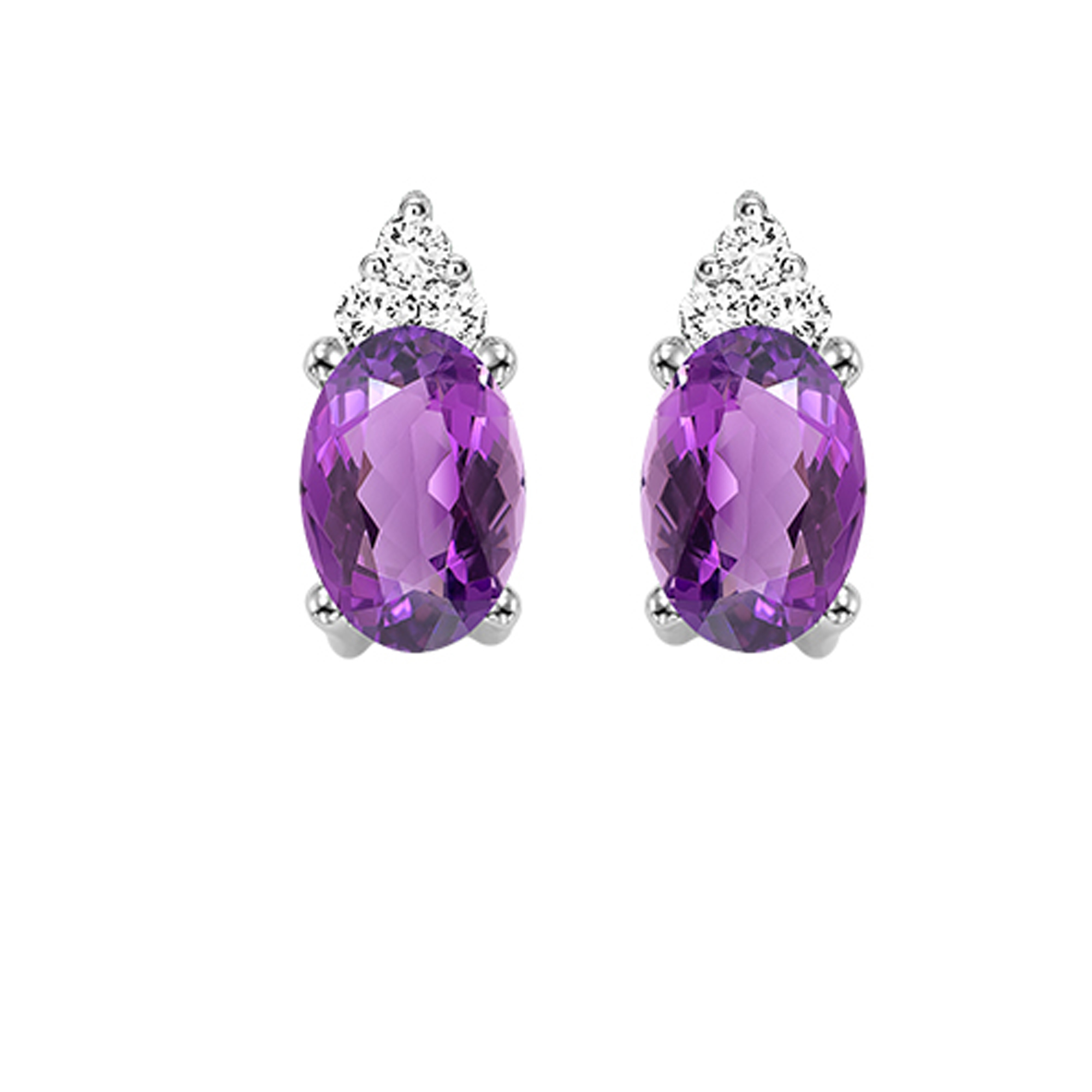 10Kt White Gold Diamond 1/20Ctw & Amethyst 3/8Ctw Earring