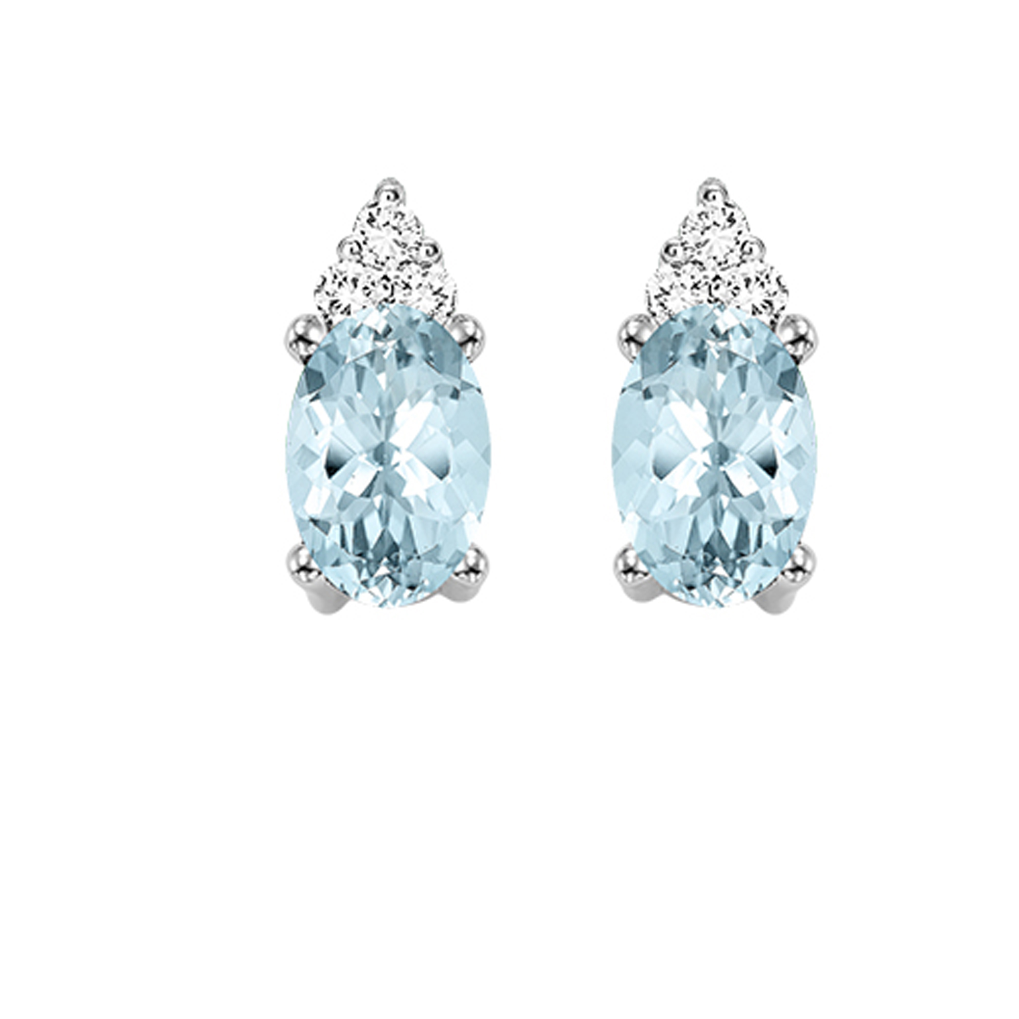 10Kt White Gold Diamond 1/20Ctw & Aquamarine 5/8Ctw Earring