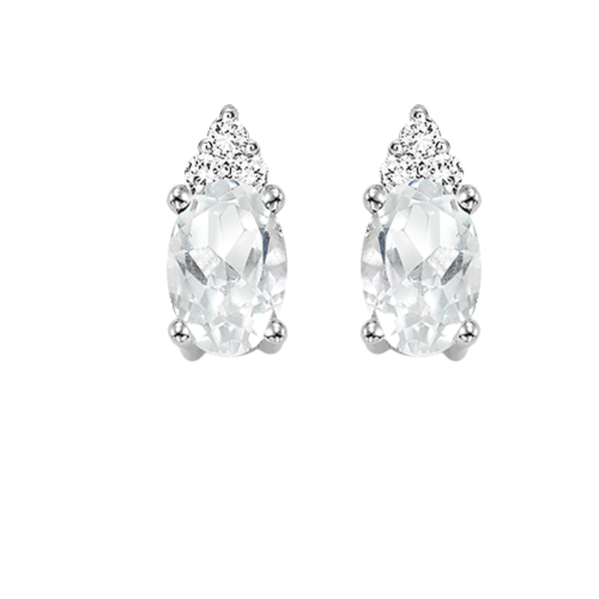 10Kt White Gold Diamond 1/20Ctw & White Topaz 1/2Ctw Earring