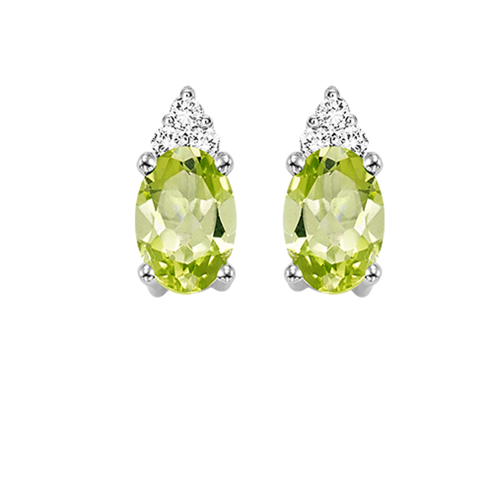 10Kt White Gold Diamond 1/20Ctw & Peridot 5/8Ctw Earring