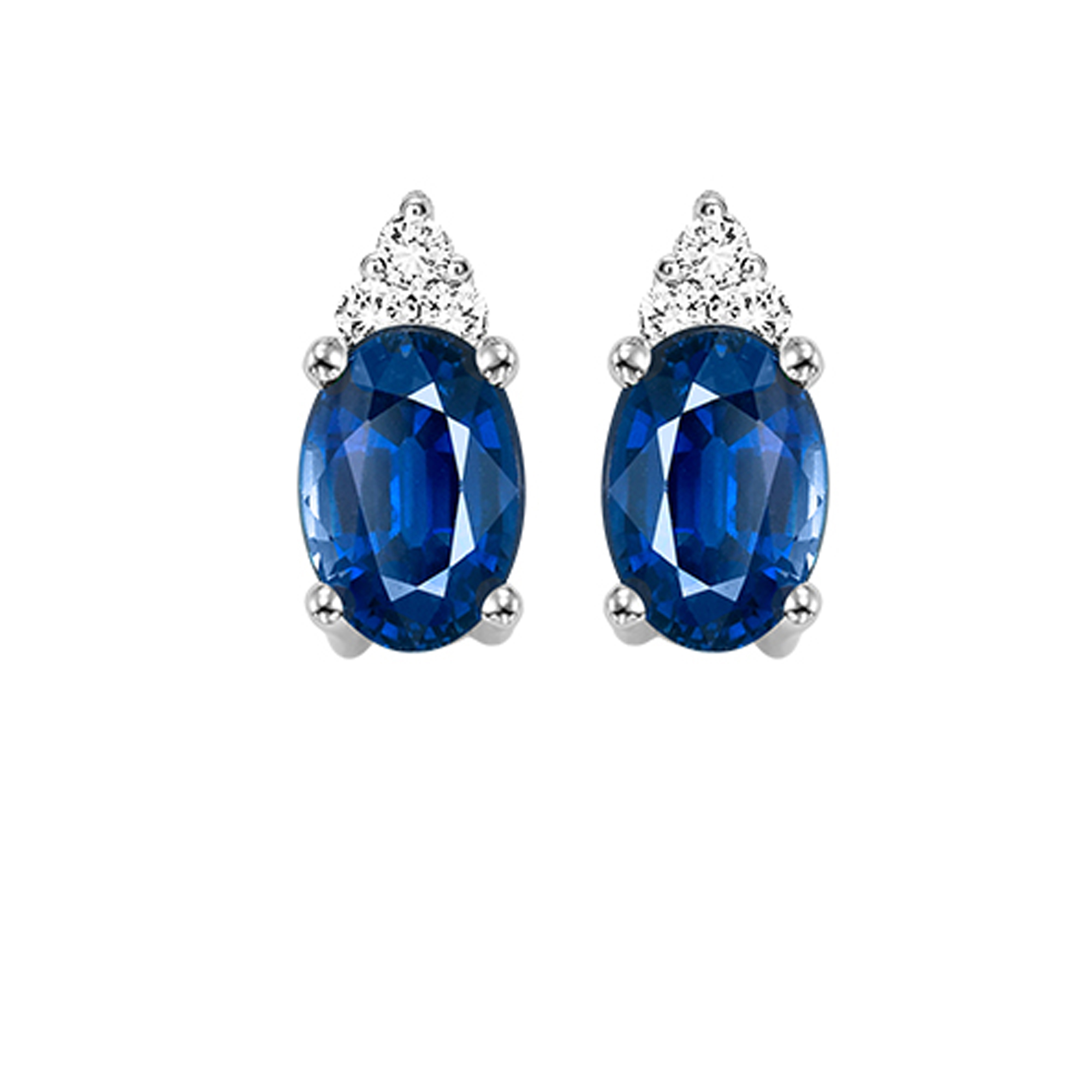 10Kt White Gold Diamond 1/20Ctw & Sapphire 1/4Ctw Earring