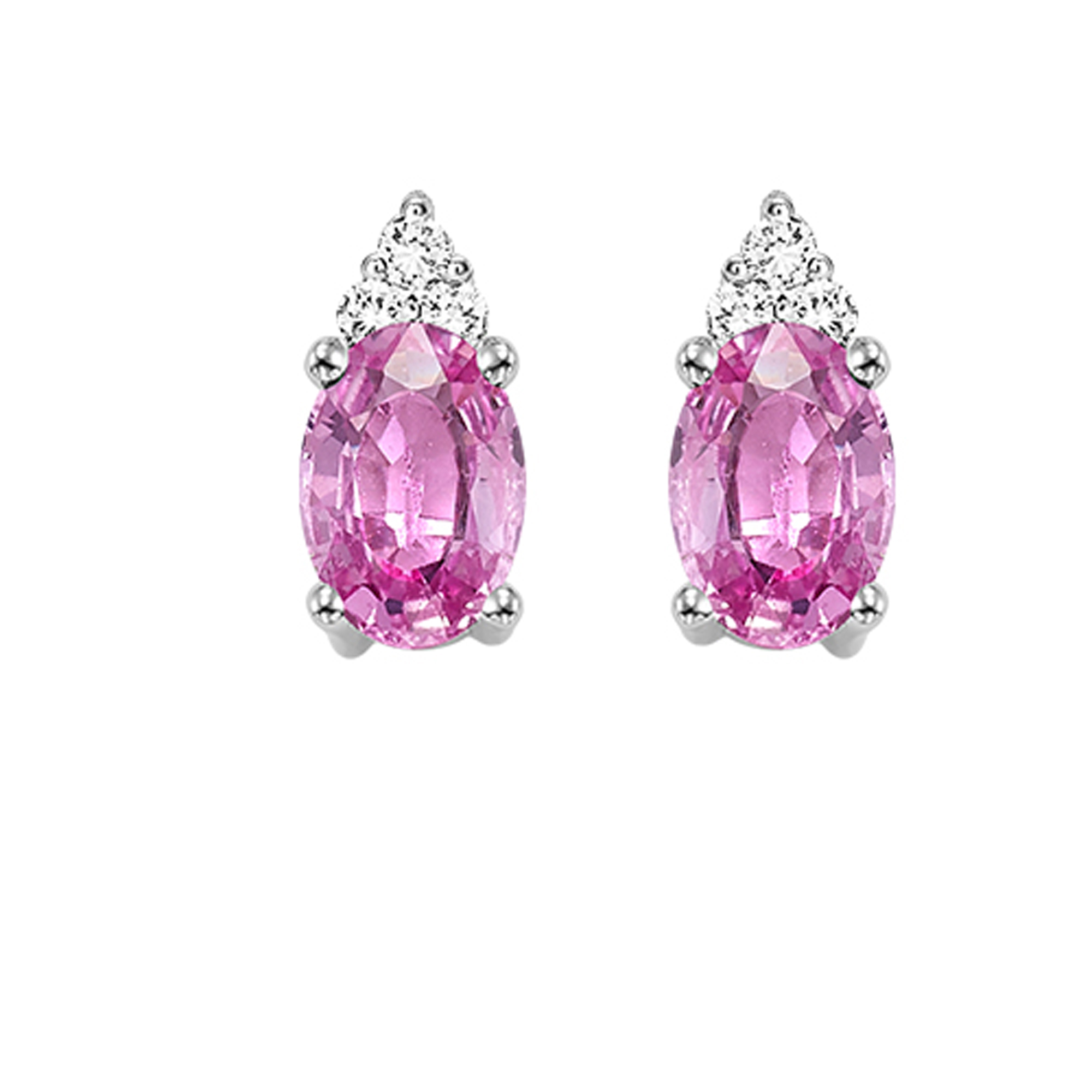 10Kt White Gold Diamond 1/20Ctw & Opal 5/8Ctw Earring