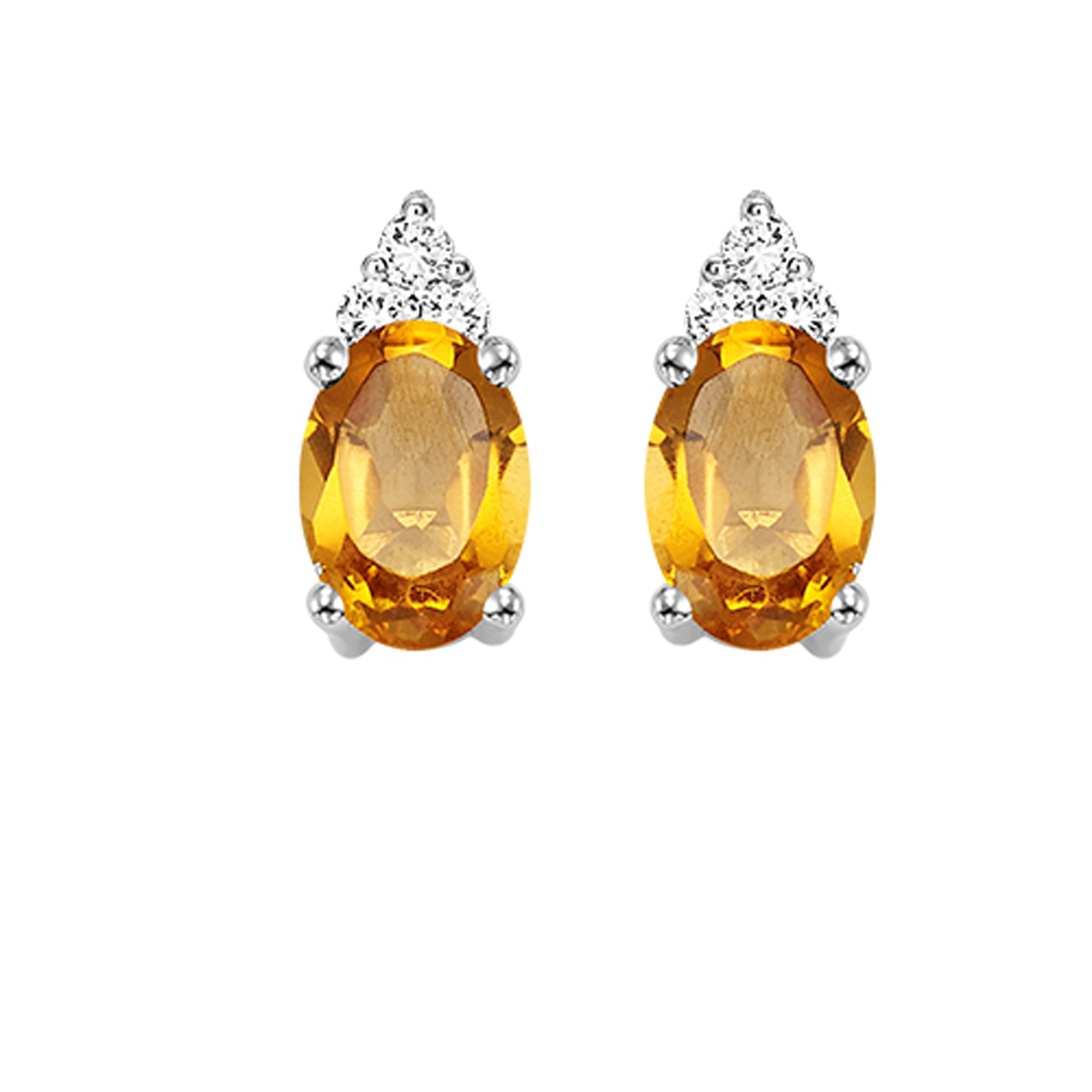 10Kt White Gold Diamond 1/20Ctw & Citrine 1/2Ctw Earring
