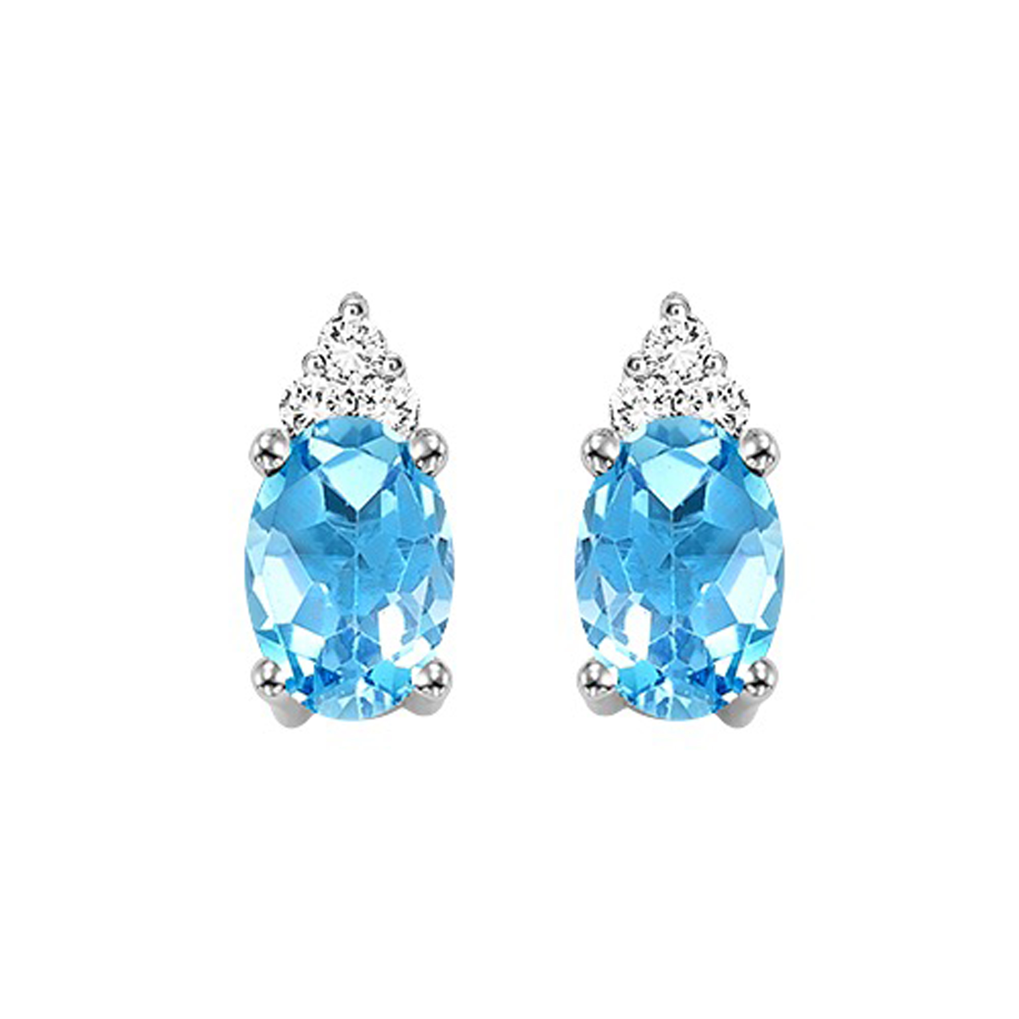 10Kt White Gold Diamond 1/20Ctw & Blue Topaz 1/2Ctw Earring