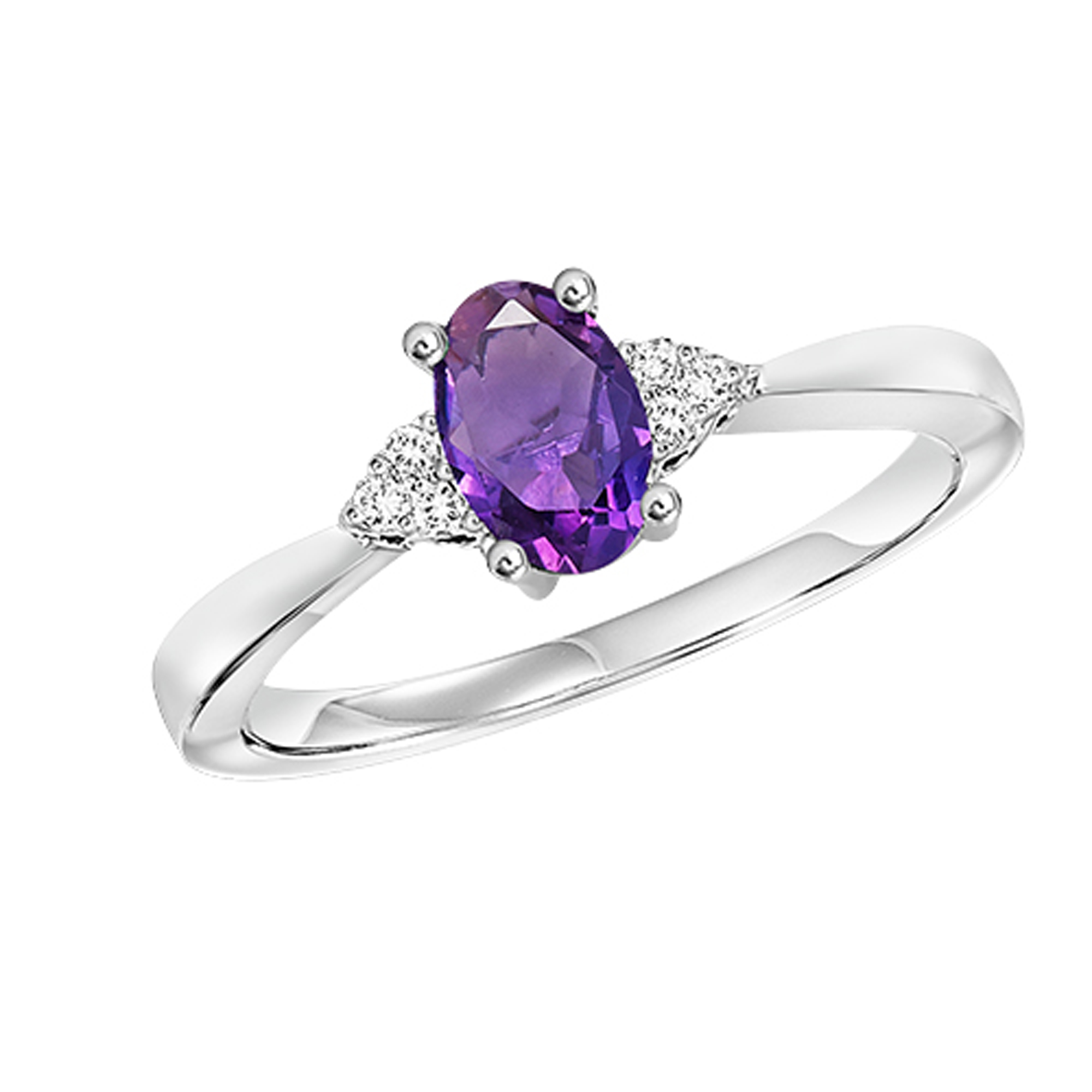 10Kt White Gold Diamond 1/20Ctw & Amethyst 3/8Ctw Ring