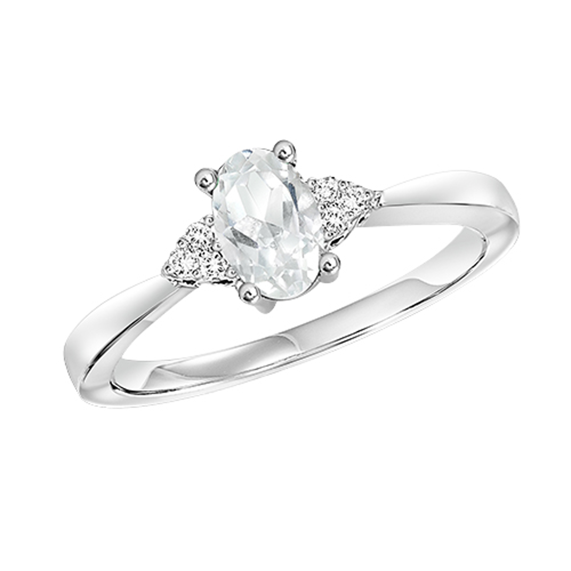 10Kt White Gold Diamond 1/20Ctw & White Topaz 3/8Ctw Ring