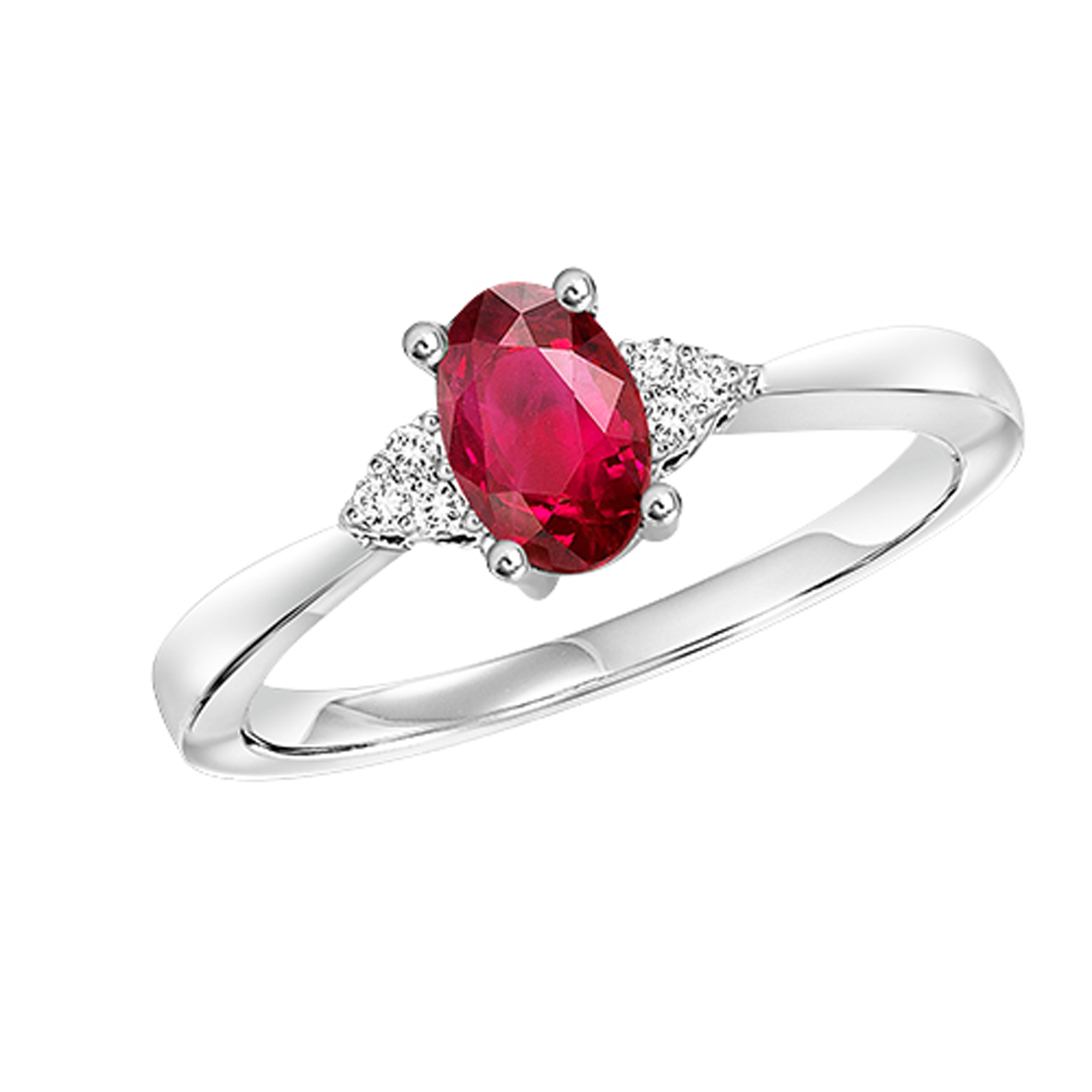 10Kt White Gold Diamond 1/20Ctw & Ruby 1/2Ctw Ring