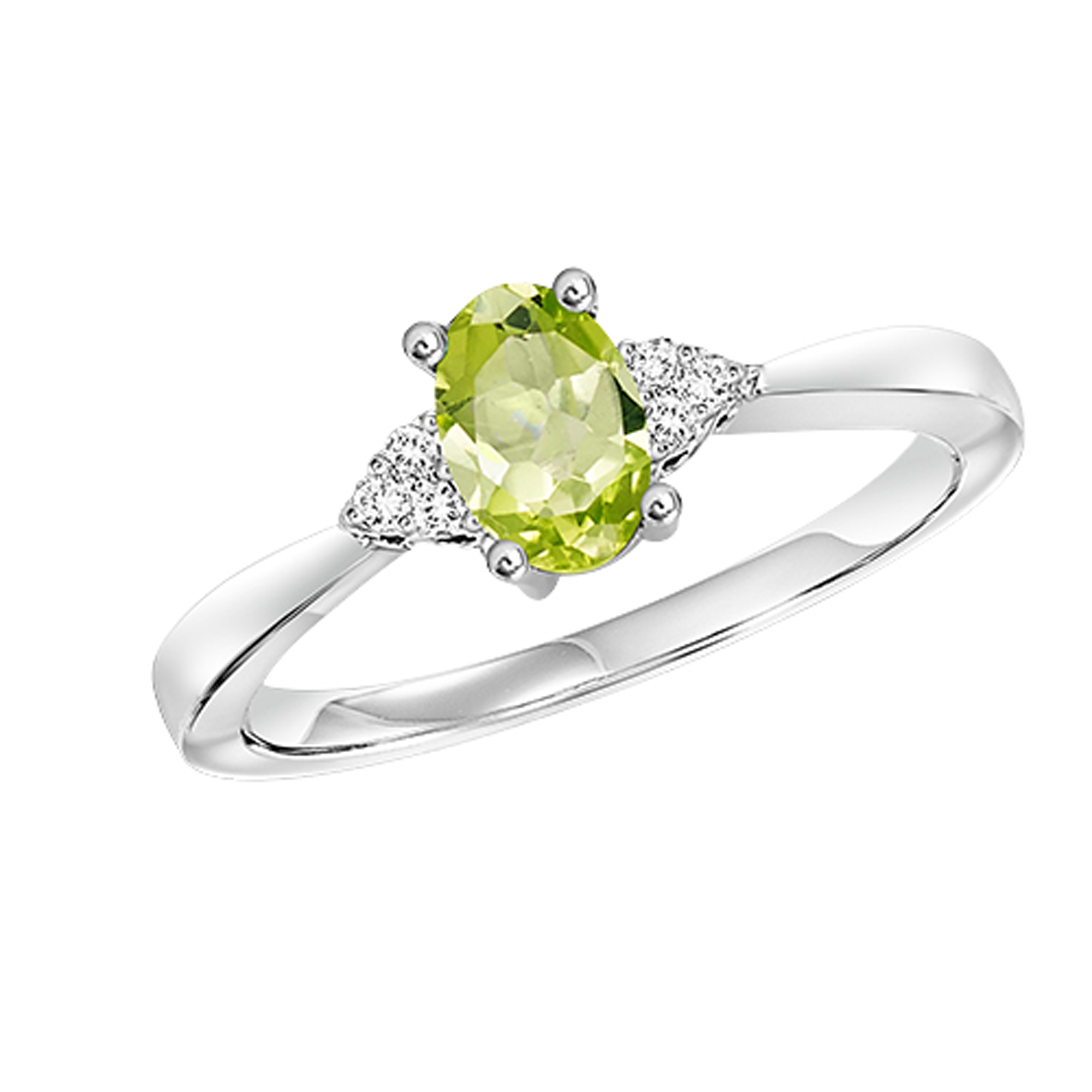 10Kt White Gold Diamond 1/20Ctw & Peridot 1/2Ctw Ring