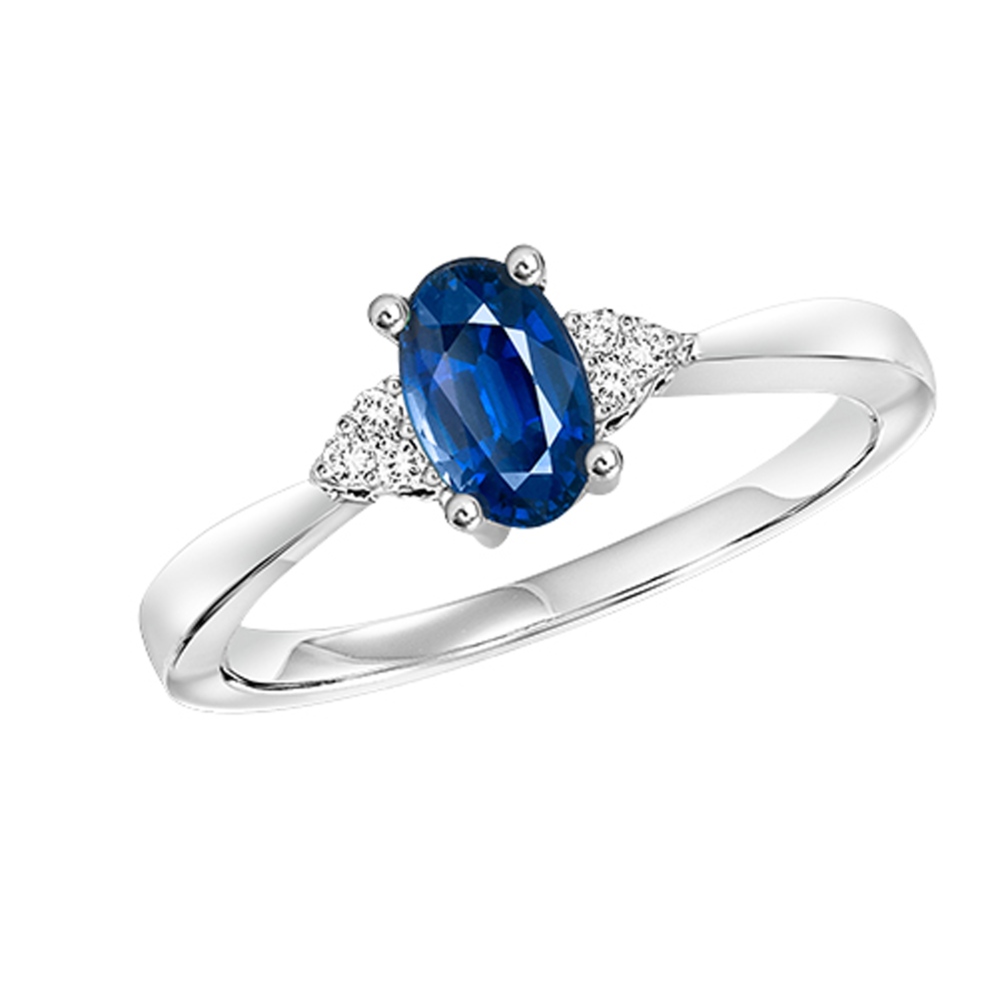 10Kt White Gold Diamond 1/20Ctw & Sapphire 1/2Ctw Ring