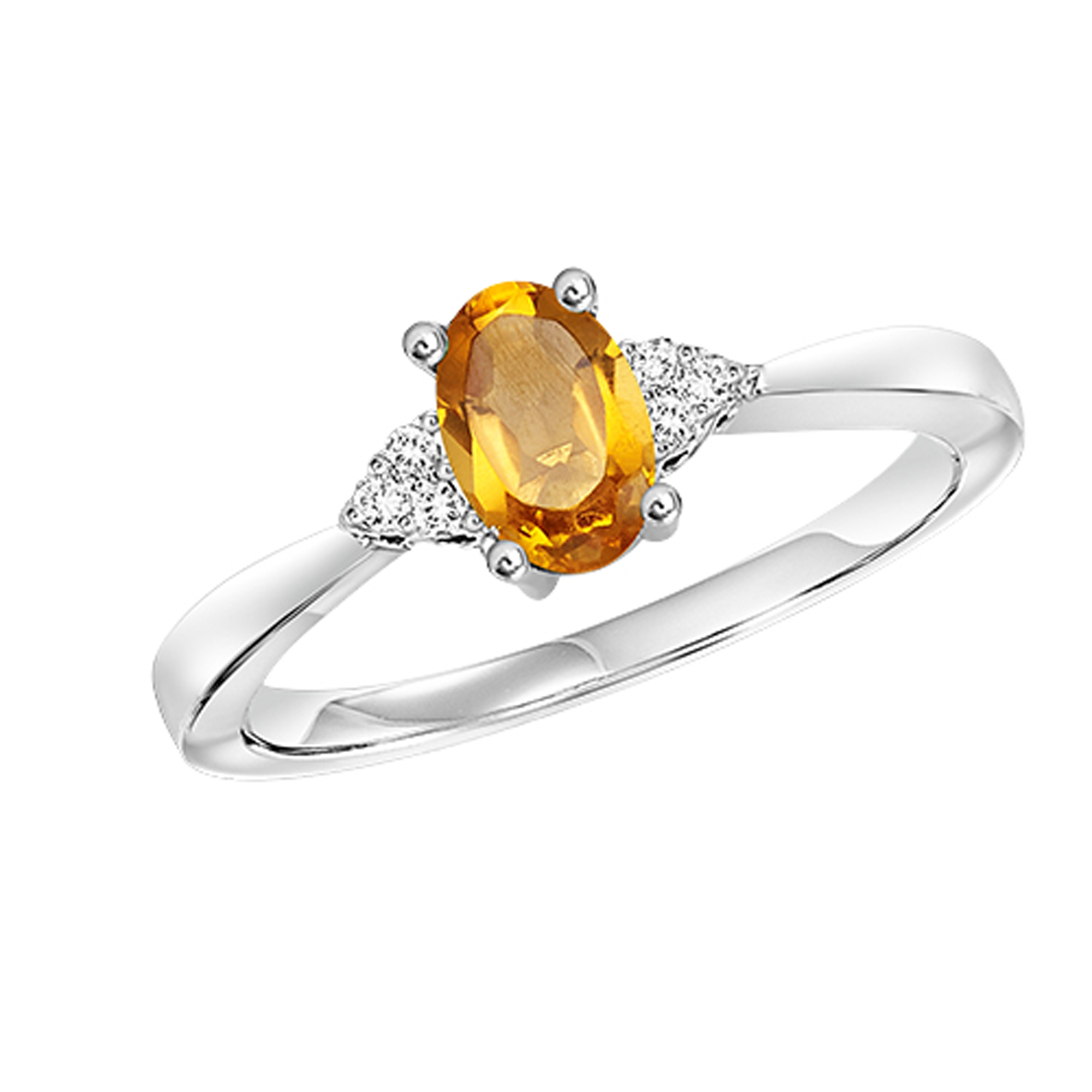 10Kt White Gold Diamond 1/20Ctw & Citrine 1/2Ctw Ring