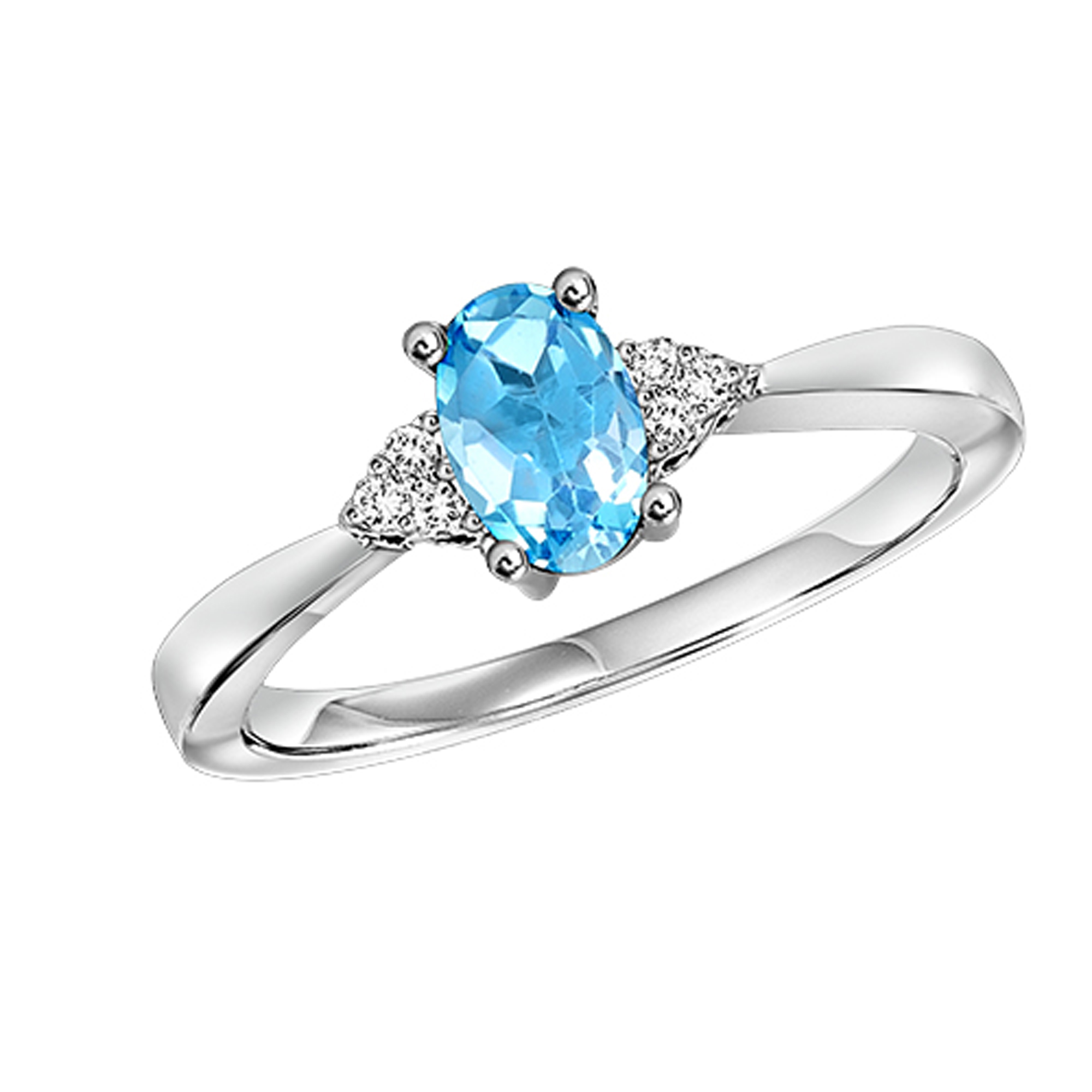 10Kt White Gold Diamond 1/20Ctw & Blue Topaz 1/2Ctw Ring