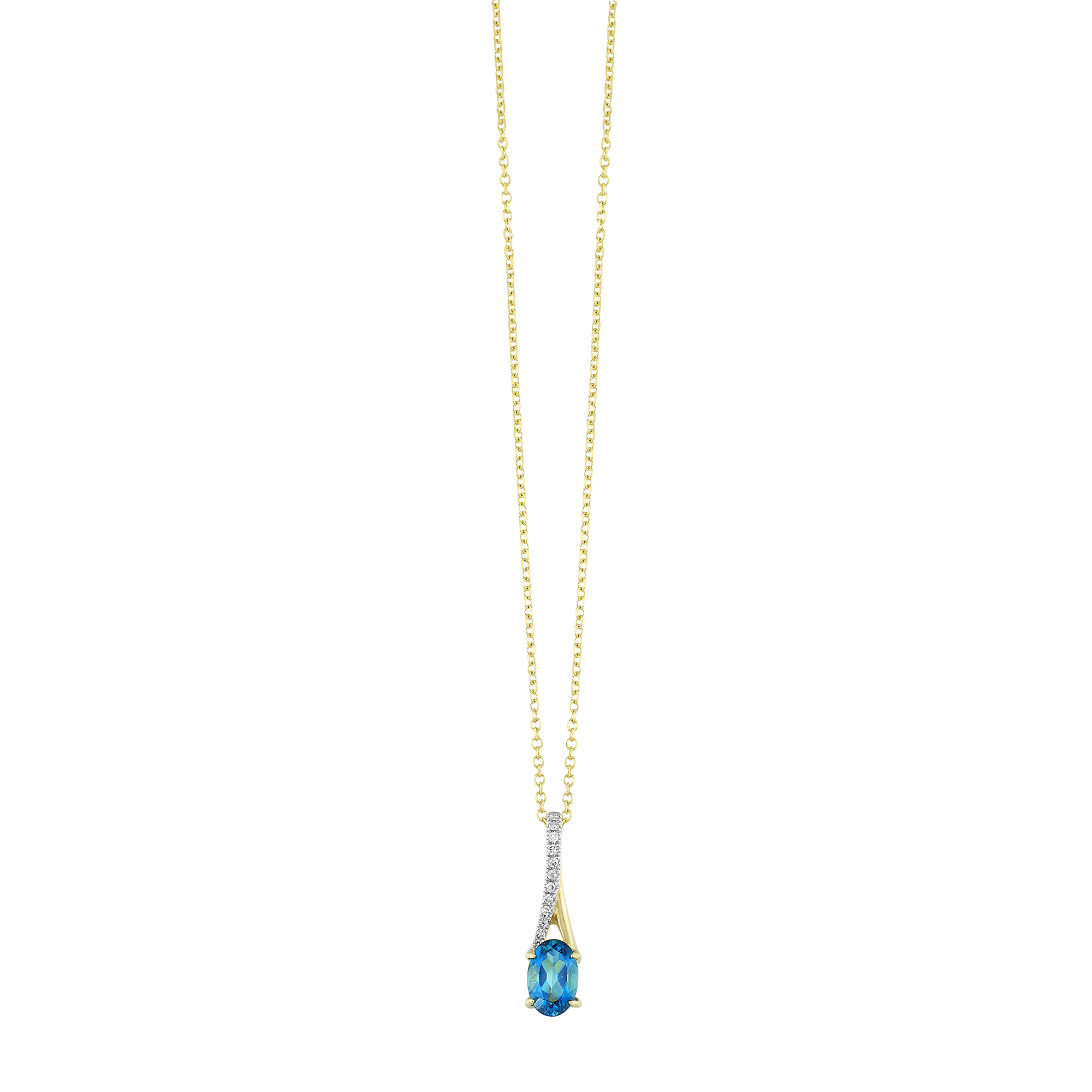 10Kt Yellow Gold Diamond 1/25Ctw & Blue Topaz 1/2Ctw Pendant